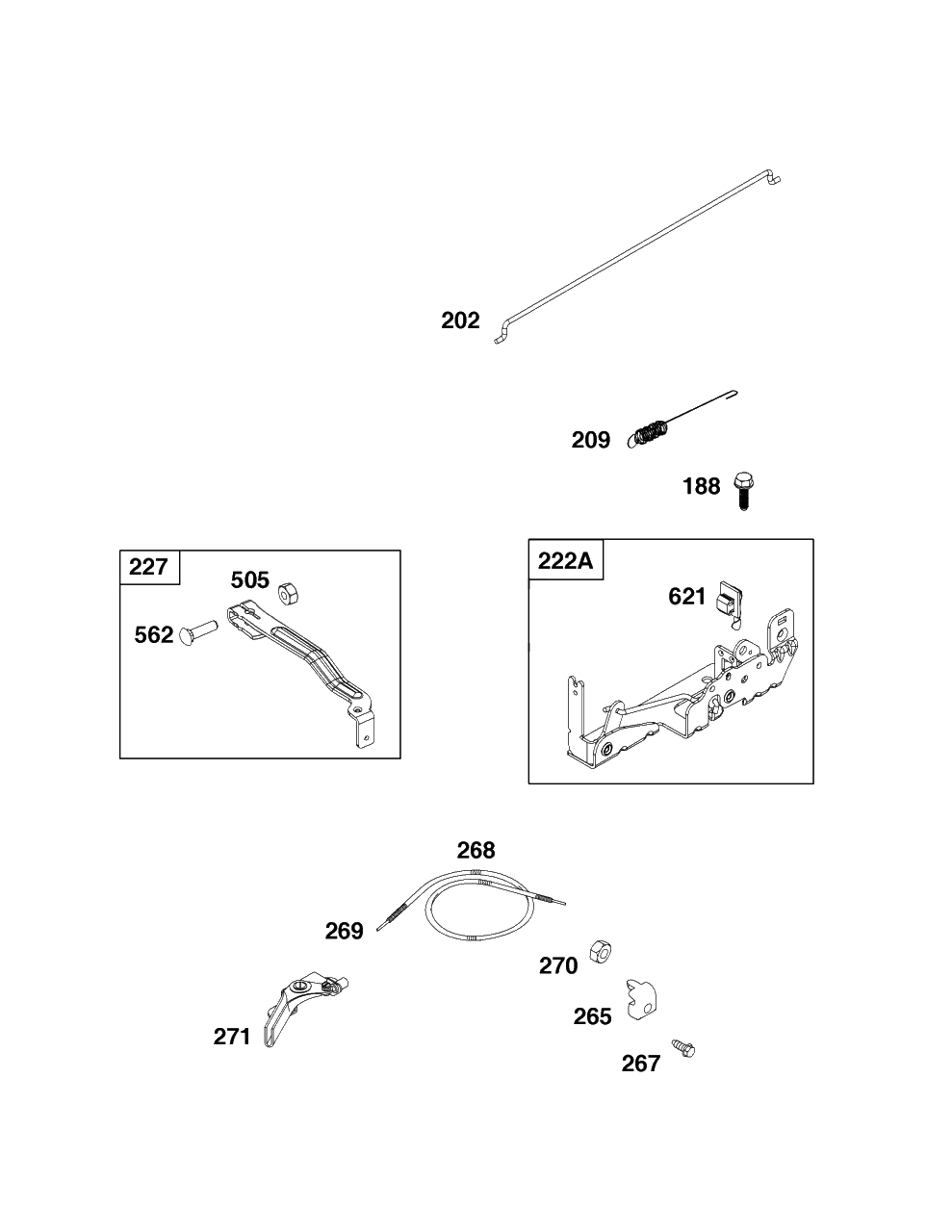 Controls Group Diagram and Parts List for 9P602-0121-H1  Briggs and Stratton Engine